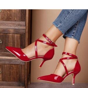 Nine West New Red Strappy Pumps